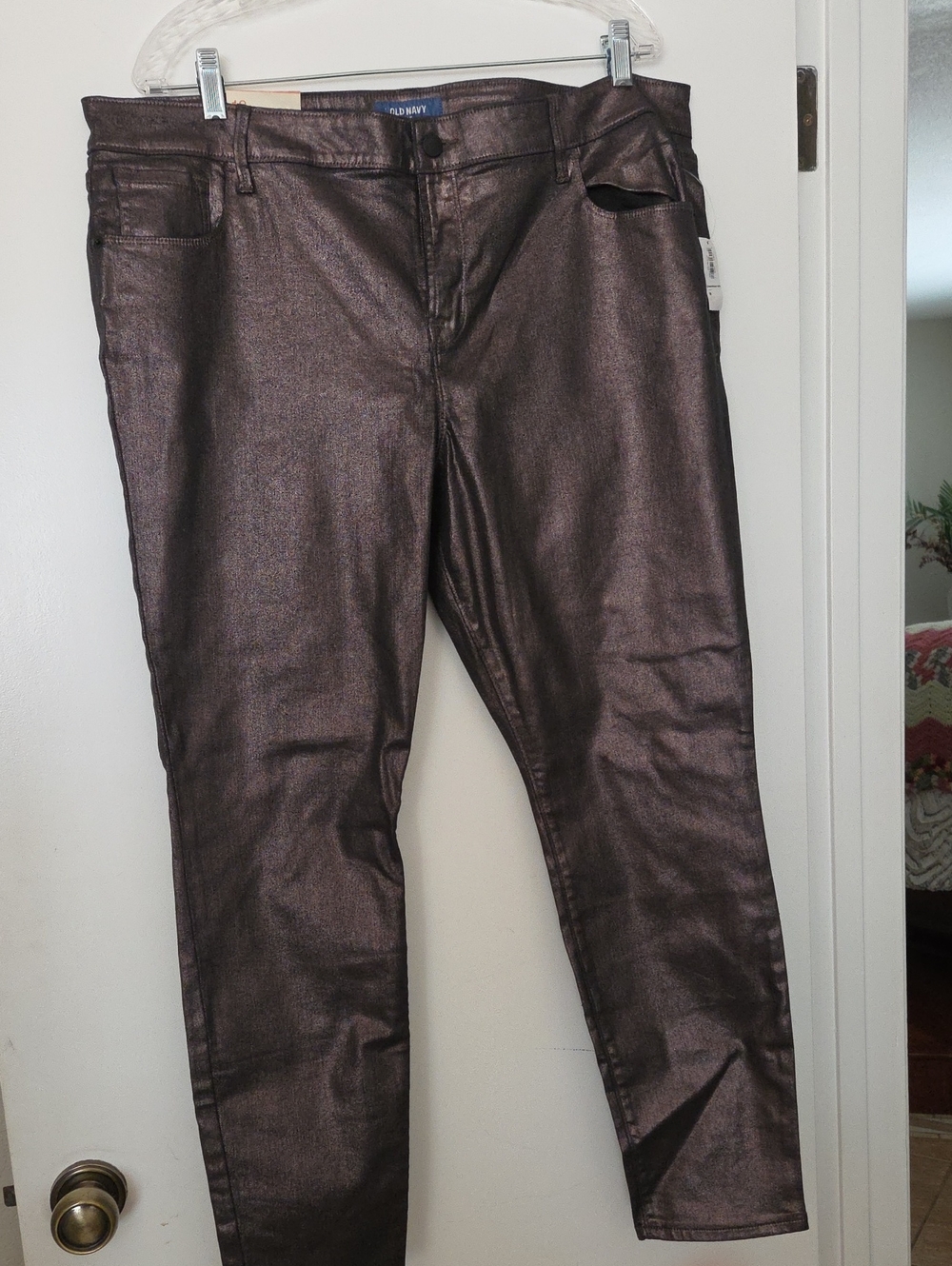 Old Navy Metallic Brown Rockstar Super Skinny Pants